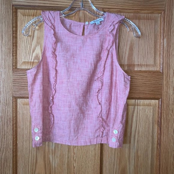 Madewell Red/Pink Crop Tank with Ruffles Size Small - Picture 1 of 4